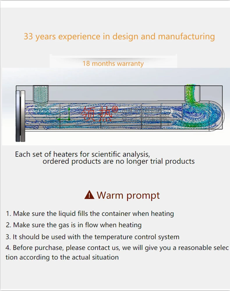 Horizontal Lubricating Oil Liquid Pipeline Circulation Process Inline Heater for Industrial